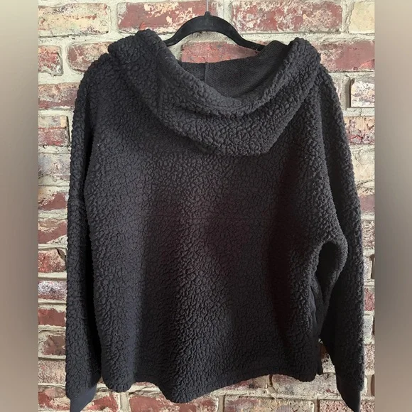 💖 PINK Victoria’s Secret Sherpa Half-Zip Hoodie — Black — Size M 💖 - Picture 2 of 4